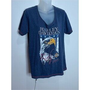 Harley-Davidson Navy blue Eagle graphic Ride Free vNeck Tee shirt top size xl